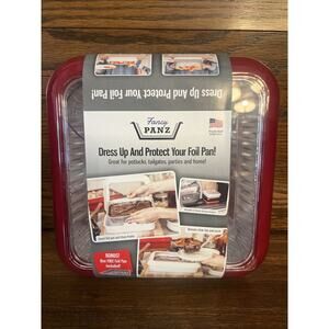 NEW Fancy Panz Plastic 8" x 8" Red Foil Pan Carrier 1pk Potluck Tailgates